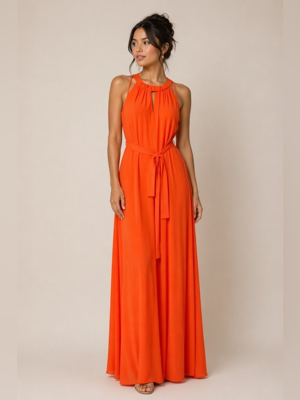 Cremieux Vibrant Orange Halter Dress
